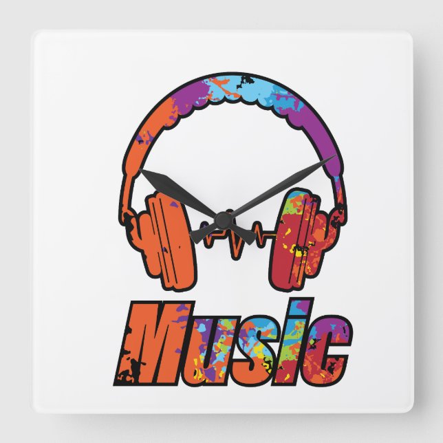 Music Square Wall Clock (Front)