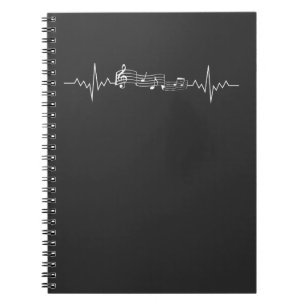 Music Staff Heartbeat to Music Notes White Notebook
