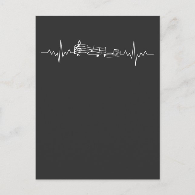 Music Staff Heartbeat to Music Notes White Postcard (Front)