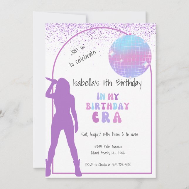 Music Star In Her Birthday Era Birthday Invitation (Front)