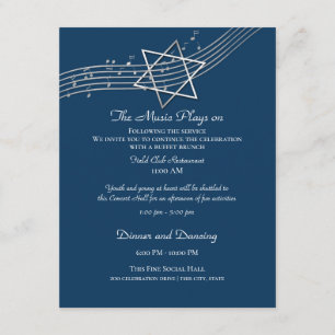 Music Star of David Mitzvah Information Details Enclosure Card