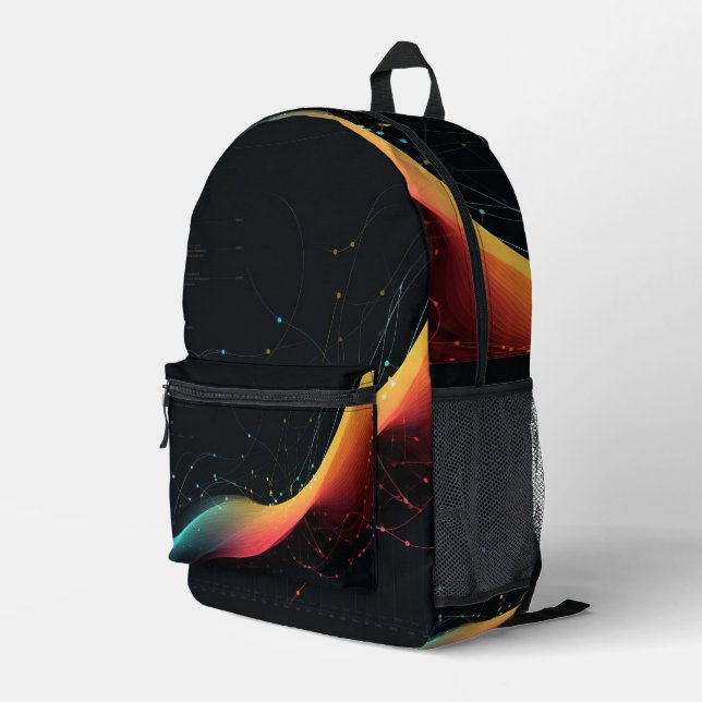 music starry sky printed backpack (Back Corner Right)