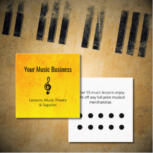 Music Store Gold Simple Treble Clef Discount Loyalty Card