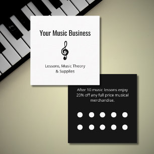 Music Store Lessons Simple Treble Clef Discount Loyalty Card