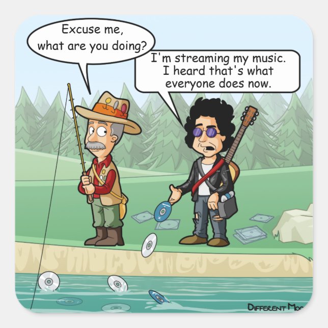 Music Streaming Funny Pun 20 Square Stickers (Front)