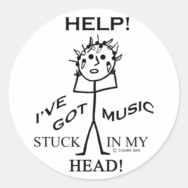 Music Stuck in My Head Classic Round Sticker (Front)