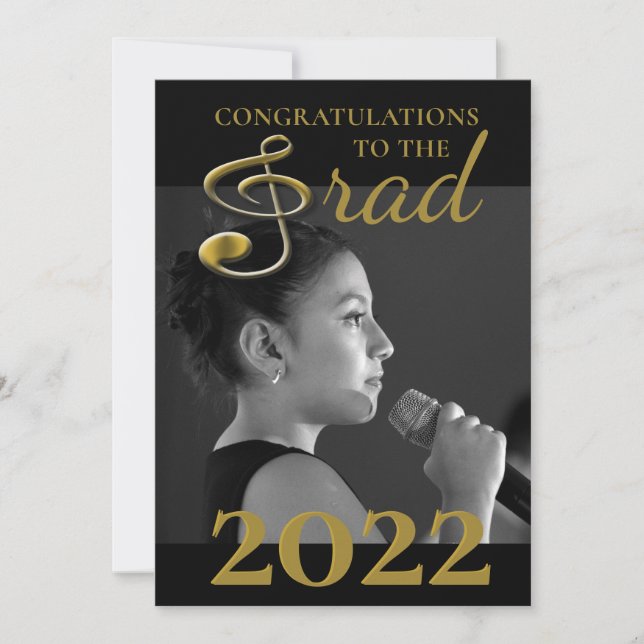 Music Student Graduation Announcement Treble Clef (Front)