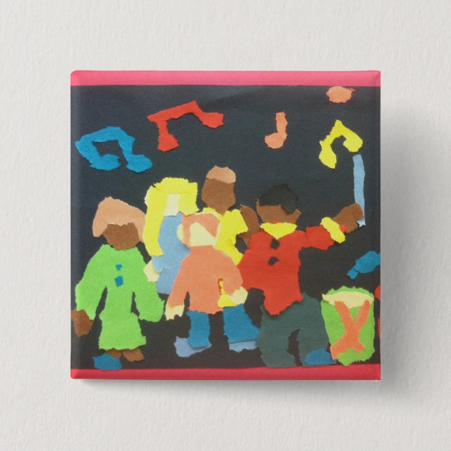 Music Students Paper Collage Button (Front)