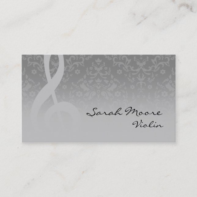 Music Studio Treble Clef Musician Teacher Business Card (Front)