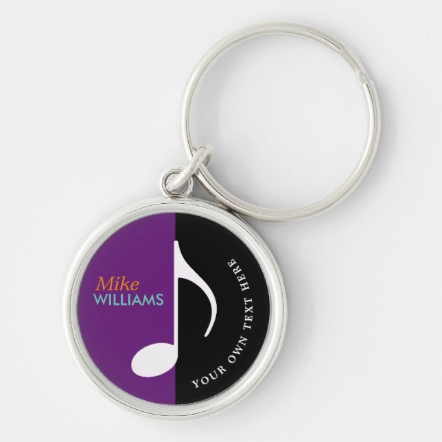music symbol on keychain with name (Front)