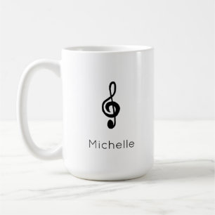 Music Symbol Treble Clef Black White Coffee Mug