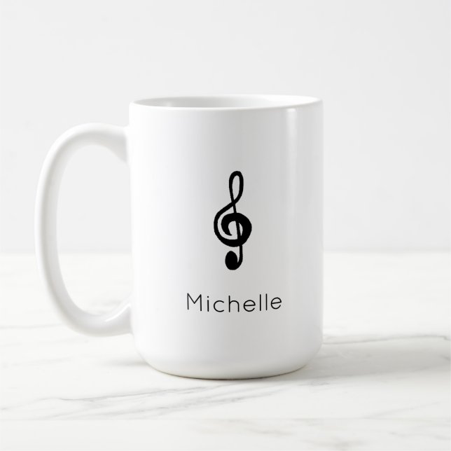 Music Symbol Treble Clef Black White Coffee Mug (Left)