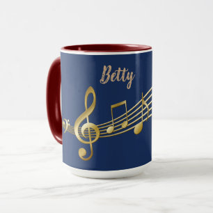 Music Symbols, Blue and Red Combo Mug