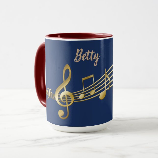 Music Symbols, Blue and Red Combo Mug (Front Left)
