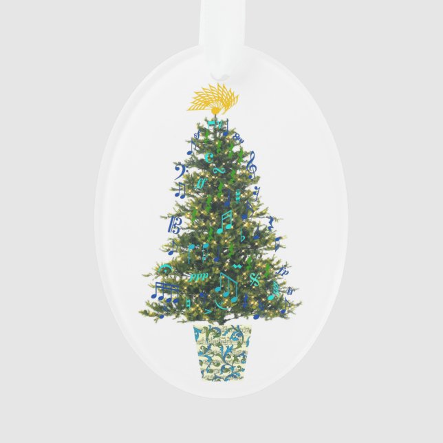 Music Symbols Christmas Tree Customisable Year Ornament (Back)