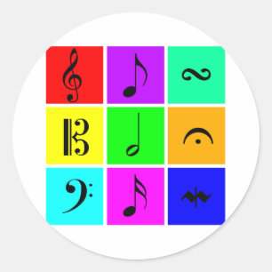 music symbols classic round sticker
