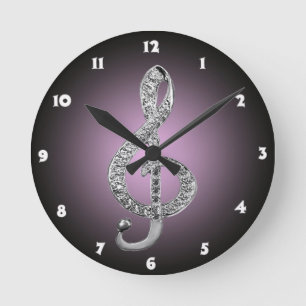 Music Symbols G-clef Round Clock