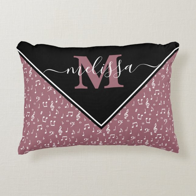 Music symbols personalised   accent pillow (Front)