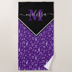 Music symbols personalised beach towel