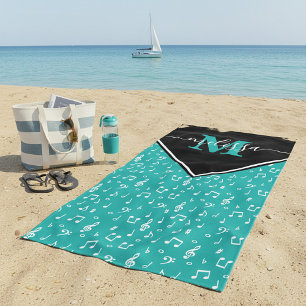 Music symbols personalised beach towel