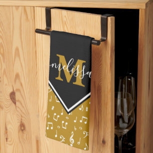 Music symbols personalised  tea towel