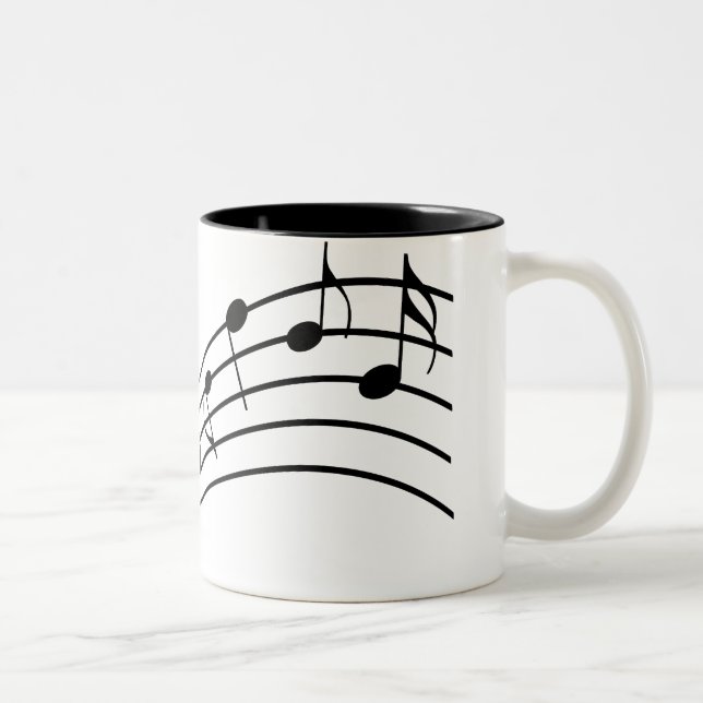 Music Symbols Wavy Staffs Musician's Frosted Glass Two-Tone Coffee Mug (Right)