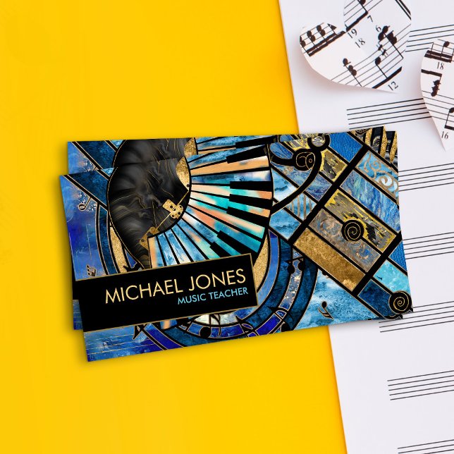 Music Teacher Abstract Art collage Business Card (Creator Uploaded)