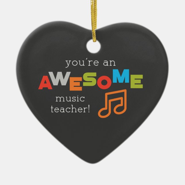 Music Teacher Appreciation Day, Awesome Ceramic Tree Decoration (Front)