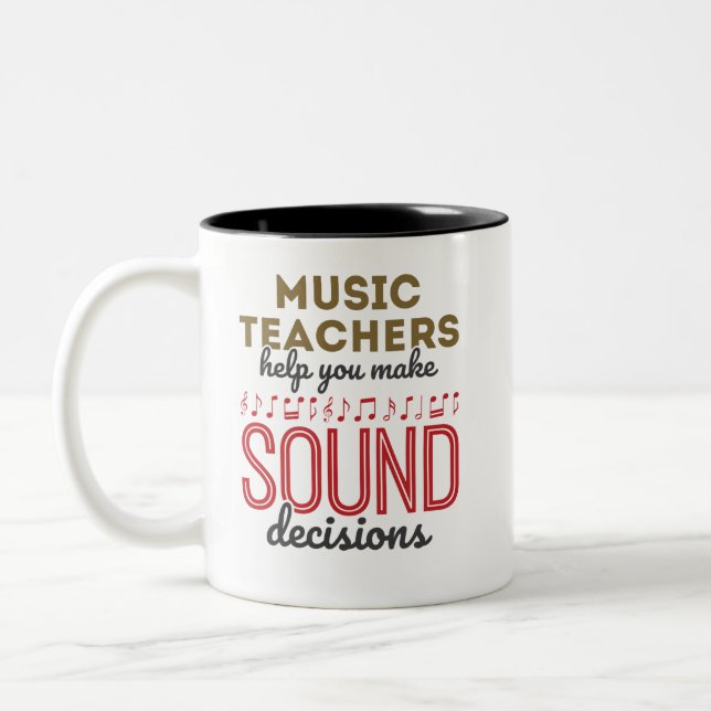 Music Teacher Appreciation Gift Sound Decisions Two-Tone Coffee Mug (Left)