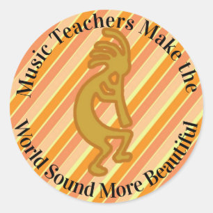 Music Teacher Appreciation Musical Gold Kokopelli Classic Round Sticker