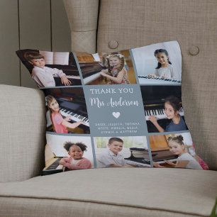 Music Teacher Appreciation Photo Collage Blue  Cushion
