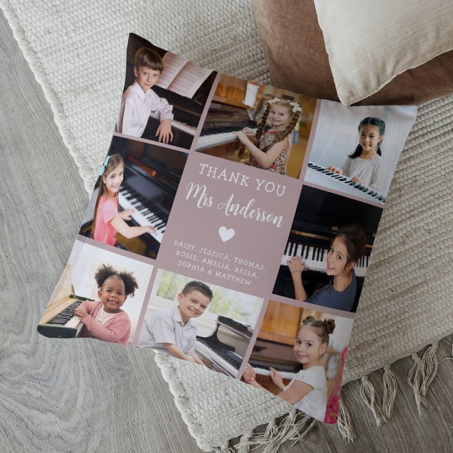 Music Teacher Appreciation Photo Collage Pink  Cushion (Creator Uploaded)