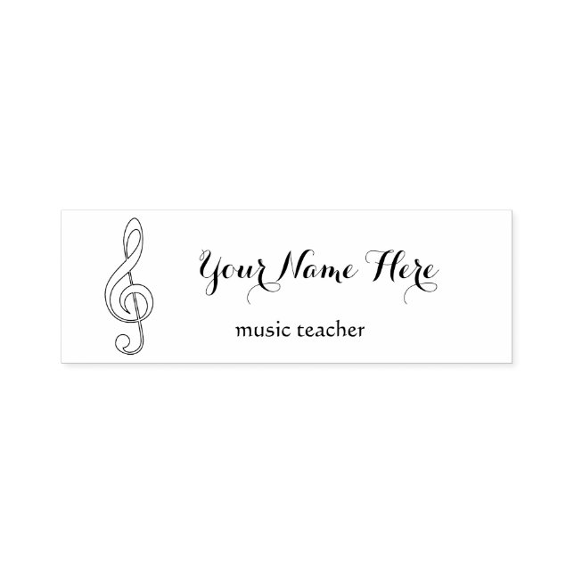 music teacher black and white treble clef self-inking stamp (Design)