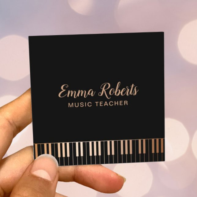Music Teacher Black & Gold Piano Keys Musical Square Business Card (Creator Uploaded)