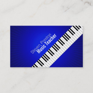 Music Teacher Blue Piano Keys Business Card