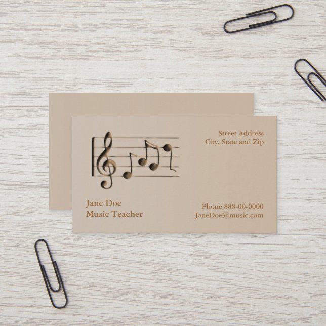Music Teacher Business Card (Front/Back In Situ)