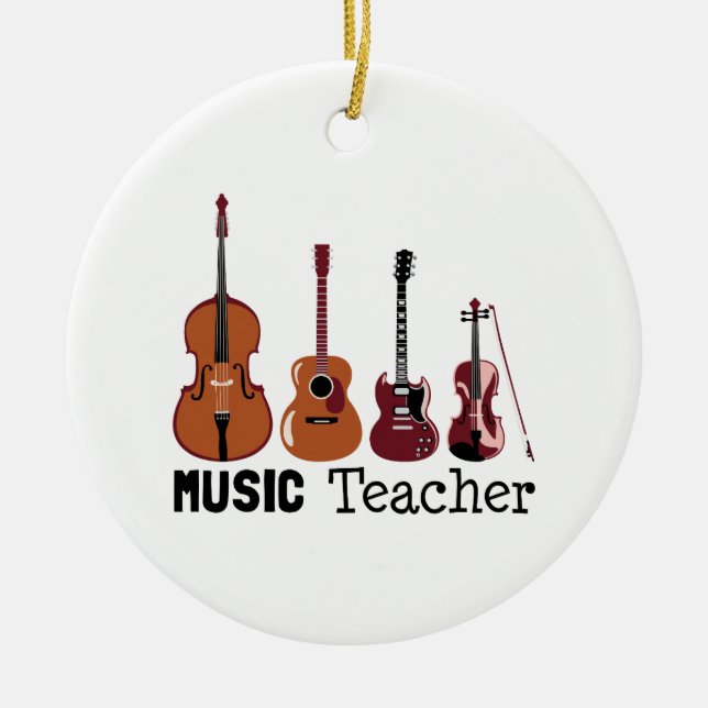 Music Teacher Ceramic Tree Decoration (Front)