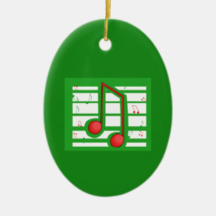 Music Teacher Christmas, Notes on Green Ceramic Tree Decoration