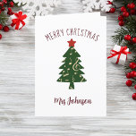 Music Teacher Christmas Tree Custom  Holiday Card<br><div class="desc">Show your appreciation to your wonderful music teacher at school with this Merry Christmas holiday card featuring a musical tree! Perfect for a piano,  flute,  violin teacher or even your favourite Choir Director! Personalise it to your liking by changing the names and text.</div>