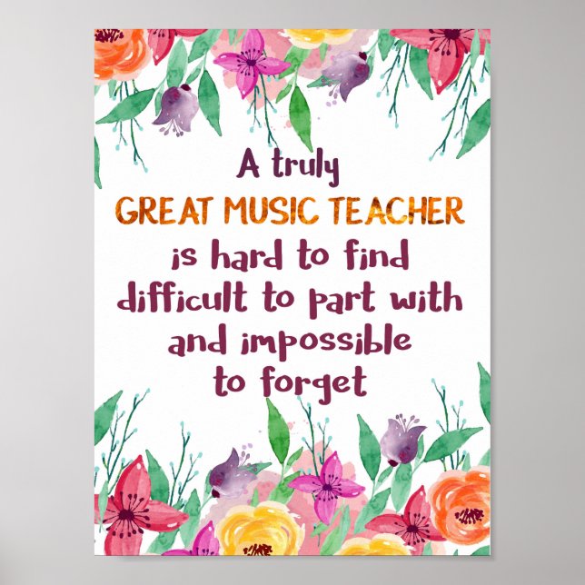 Music Teacher Classroom Decor Appreciation Gift (Front)