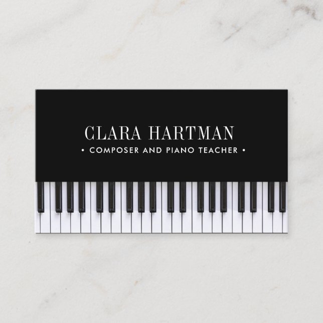 Music Teacher Composer Piano Keys Social Icon Business Card (Front)