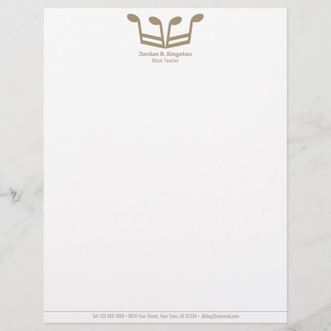 Music Teacher Crown Custom Letterhead (Front)