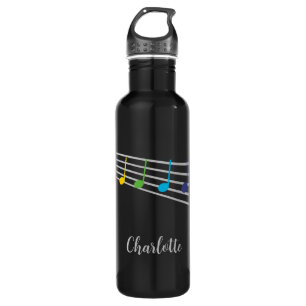 Music Teacher Custom Name Rainbow Music Notes 710 Ml Water Bottle