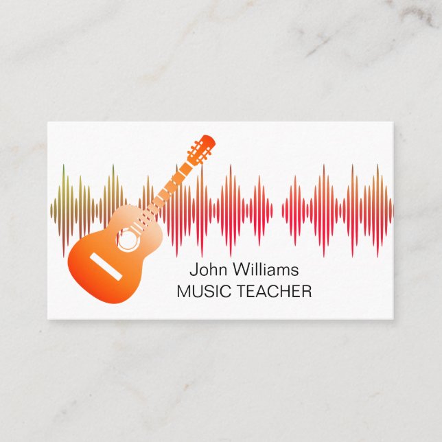Music Teacher DJ Guitar Musician Pink Elegant   Business Card (Front)