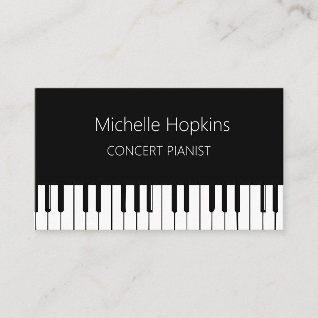 Music Teacher Elegant Pianist Piano Keys Calling Card (Front)