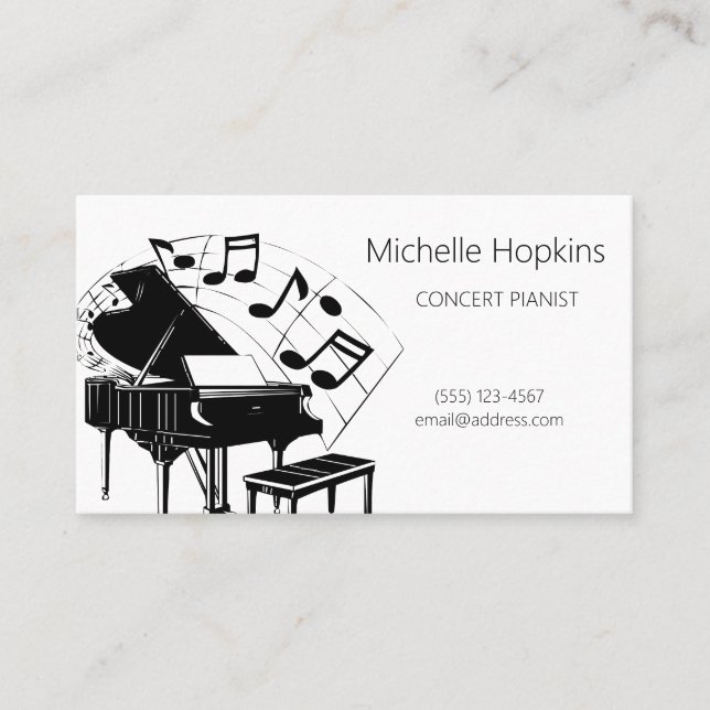 Music Teacher Elegant Piano Keys Calling Card (Front)