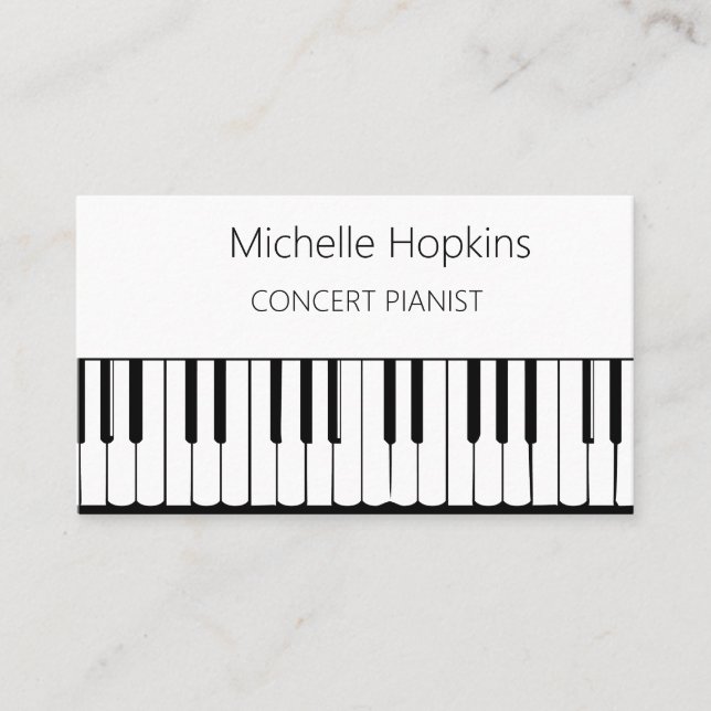 Music Teacher Elegant Piano Keys Calling Card (Front)