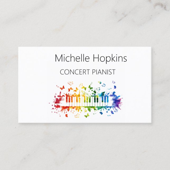 Music Teacher Elegant Piano Keys Calling Card (Front)