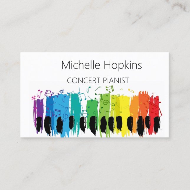 Music Teacher Elegant Piano Keys Calling Card (Front)