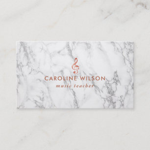 music teacher elegant rose gold clef on marble business card